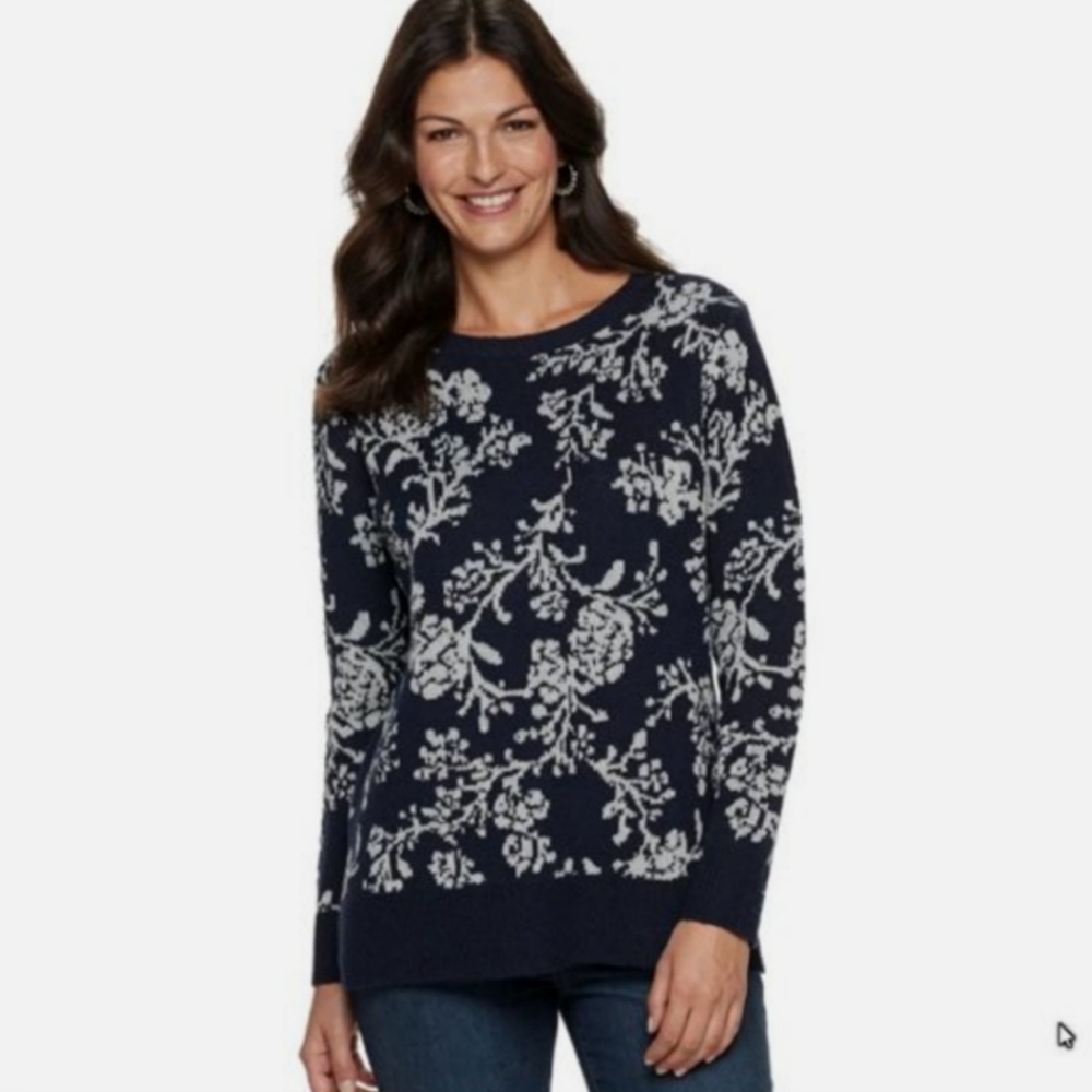 Sweater Black Sparkle Silver Croft & Barrow New with tags Floral 3X Plus Size